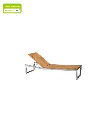 China Durable Hot Sale CER Series 304# Stainless Steel Teak Sun Sofa For Hotel Villa Outdoor Furniture By Pool for sale