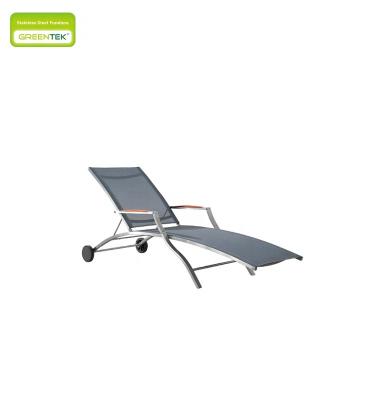 China Durable Adjustable Backrest With Teak Armrest With Stainless Steel Frame Comfortable Sun Sofa Structure For Hotel Villas Poolside for sale