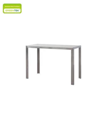 China Waterproof 1.6m European Style Elegant Plastic White Wood With Stainless Steel Bar Table For Outdoor Balcony And Hotel Outdoor Furniture for sale