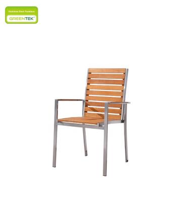 China Eco-friendly Modern European Inlaid Slatted Slatted Fashion Design Stainless Steel Indoor and Outdoor Stainless Steel Dining Chair for Villa Hotel Lounge for sale