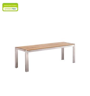 China Easy Transport Fashionable Hot-selling Teak Inlaid Bench Stainless Steel Outdoor Furniture by the Beach and Pool for sale