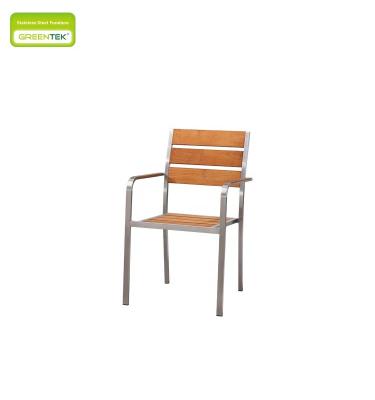 China European Style Teak Wide Panel Eco-friendly Leisure Dining Chair Leisure Garden Furniture Stainless Steel Outdoor Furniture for sale