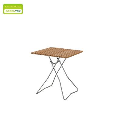 China Simple Square Folding Design Foldable Teak Coffee Table Stainless Steel Furniture Garden Furniture Outdoor Furniture and Chair Dining Table for sale