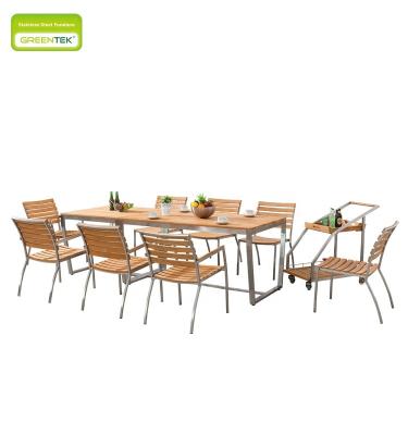 China Shop 304# Stainless Steel Dining Table Chair Set Garden Dining Set Teak Wood Garden Furniture for sale