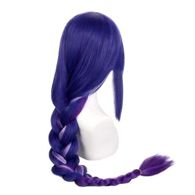 China Other Halloween 90--95cm Anime Purple Blue Cosplay Wig Heat Resistant Synthetic Wigs The wig is fluffy and deeply braided. for sale