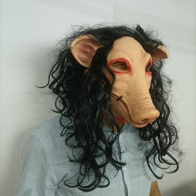 China Other New Arrival Horror Animal Latex Face Cover Halloween Costume Scary Saw Pig Props Pig's Head Party Mask For Cosplay for sale