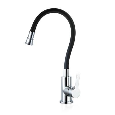 China Thermostatic Faucets 360 Degree Rotating Silicone Black Flexible Tube Mixer Kitchen Faucet Lead Free for sale