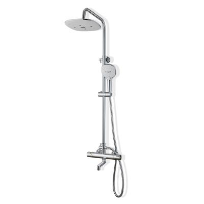 China With Slide Bar Custom Logo Modern Square Head Constant Temperature Brass Thermostatic Shower Column for sale