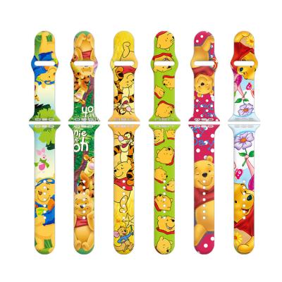 China Replacement Winnies Pooh Series Printed Silicone Apple Watch Band For Apple iwacth S7 2/3/4/5/6/Se Watch Band for sale