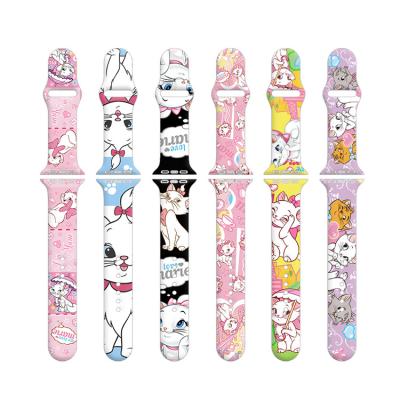 China Replacement Mary Cat Series Watch Band 45/44/43mm 41/40/38mm Printing Silicone Band For Apple Watch Series7 6 5 4 3 2 1 Se for sale