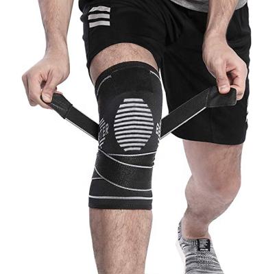 China Breathable Adjustable Knee Sleeve Compression Adjustment Support Knee Bandage for sale