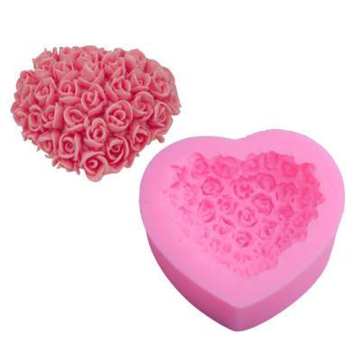 China Viable Love Rose Flower Aroma Gypsum Chocolate Mold Kitchen Accessories Fondant Silicone Mold for sale