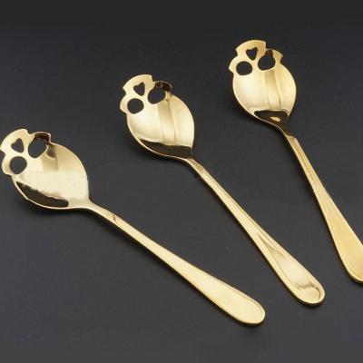 China Stainless Steel Dessert Novelty Drinks Spoon Coffee Spoon Skull Spoon Eco-friendly Kitchen Mixing Tools for sale