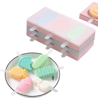 China Viable Silicone Ice Cream Mold With Cover Animals Form Jelly Form Maker For Popsicle Molds Ice Cube Tray For Candy Decoration for sale