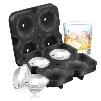 China Viable 2pcs/set Diamond Ice Cube Tray Reusable Ice Cube Maker Silicone Ice Cream Molds Form Chocolate Mold Whiskey Party Bar Tools for sale