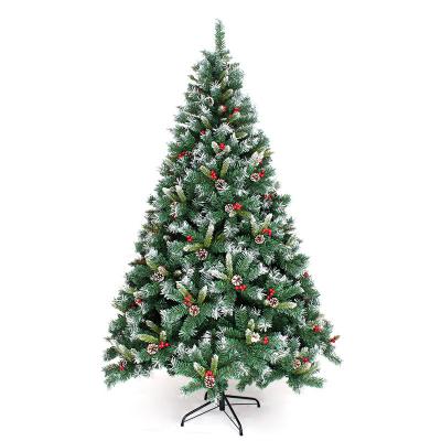 China Christmast Ornament 1.5/1.8/2.1m PVC White Artificial Christmas Tree With Red Fruit Pinecone For Home Office Party Decoration for sale