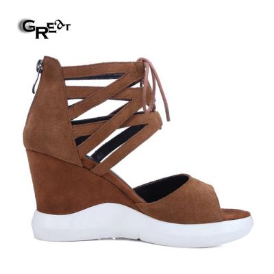 China Anti-slippery Women's Wedge Open Toe Lace-Up Sandal For Latest Feminine Women's Flat Sandals for sale