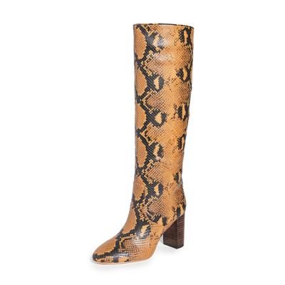 China Fashion Durable Tall Cobra Long Boots For Women Thigh High Leather Boots for sale