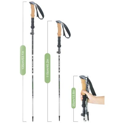 China 2021 Foldable Cork New Arrival 5 Section Cork Grip Walking Stick Aluminum 7075 Trekking Pole for sale