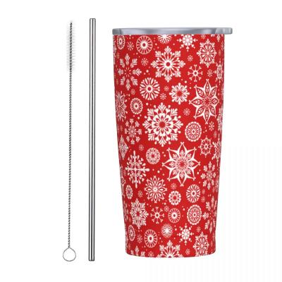 China Minimalist Christmas Snowflake 20 Oz Tumbler New Year Vacuum Insulated Travel Thermal Cup with Lid and Straw Stainless Steel Home Mugs Cup for sale