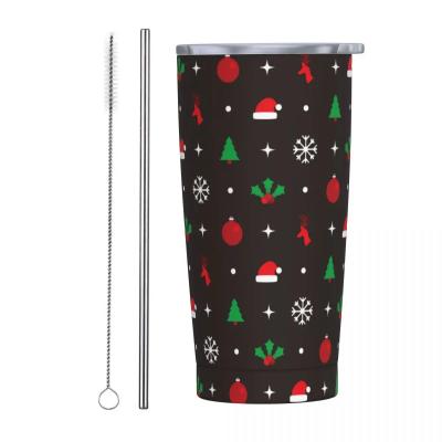 China Minimalist Christmas 20 Oz Tumbler Cute Snowflake Vacuum Insulated Travel Thermal Cup with Lid and Straw Stainless Steel Double Wall Mugs for sale