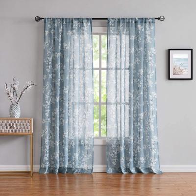 China Decoration ATAYA Linen-Blend Floral Printing Sheer Window Curtain For Living Room for sale