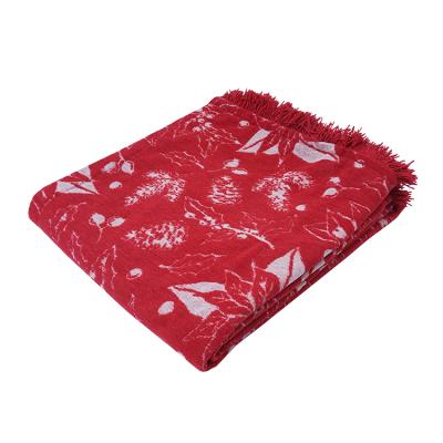 China PORTABLE Double Layer Jacquard Woven Throw With Chenille Fringes for sale