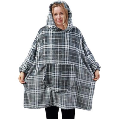 China Wearable Blanket Hoody Large Front Pocket One Size Fleece Flannel Hoodie Disposable Blanket Sweatshirt For All for sale