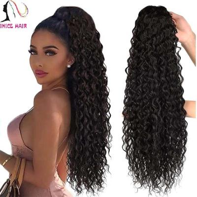 China Wholesale 100% Bone Pony Tail Hair Extensions Vendor Curly Drawstring Brazilian Curly Colored Women Wrap Loop Hair Extensions for sale