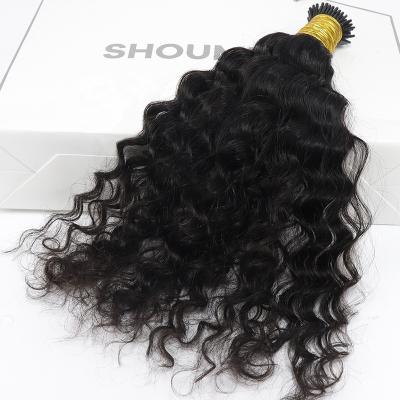 China Wholesale Curly 100% Curly No Tangle Real Hair Seller Micro Links Tip 100 Strands Virgin I Tip Curly Hair Extensions for sale