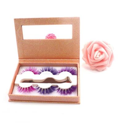 China China Manufacturer Sexy Mink Strip Lashes With 3 Pairs Boxes Multi Colored 3d Mink Eyelashes for sale