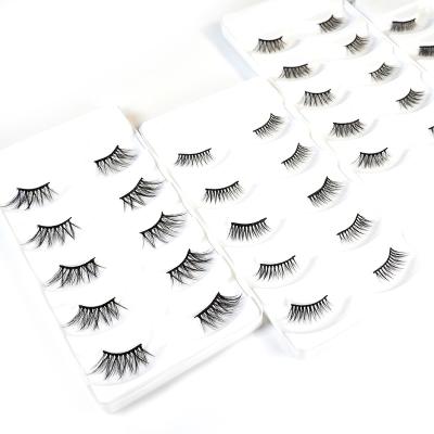 China Natural Long Most Popular Short Corner Lashes 3D Mink Half Lashes With Custom Half Eyelash Packaging Lashes for sale