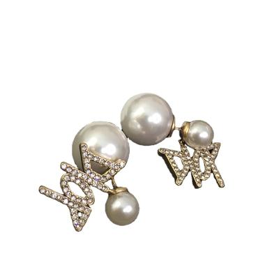 China Factory Price FASHIONABLE Zircon Bronze Color Cd Pearl Earring for sale