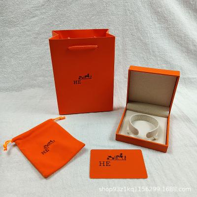 China Orange H Bangle Boxes Designer Eco Inspired Luxury Branded Bracelet Packaging Logo Packaging Set For Jewelry Custom Made for sale