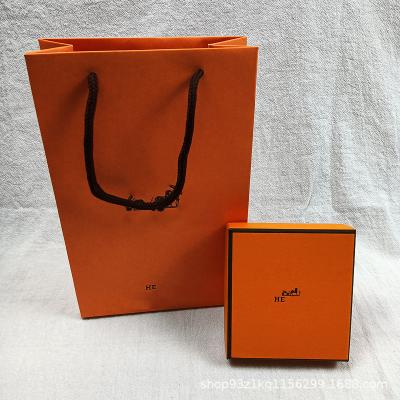 China Earring Pendant Bracelet Packaging Orange Packaging Set Custom Made For Bracelet Bangle Box Eco-Friendly Luxury Leather Jewelry Gift Boxes Packaging For Jewelry for sale