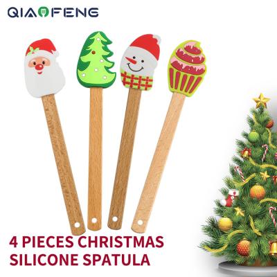 China Chritmas Sustainable Cooking Tools Spatulas Set 4 Heat Resistant Silicone for sale