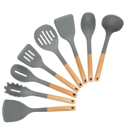 China Wholesale Heat Resistant Wooden Handles Gray Kitchen Gadgets Tools Set Viable Factory for sale