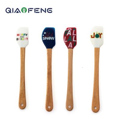 China Viable Special Design Diy Tool 4pcs Silicone Baking Scraping Mixing Spatula Set With Beech Wood Handle for sale