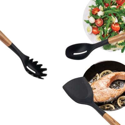 China Sustainable High Quality Wooden Handle 8pcs Nylon Kitchenware Cookware Set for sale