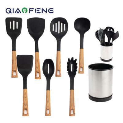 China Amazon Sustainable Nylon Kitchen Utensils Set For Cooking Nonstick Cooking Set With Rack for sale