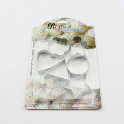 China Disposable Stainless Steel Cookie Cutter Set Of 6 With Plain Blister Card Packing for sale