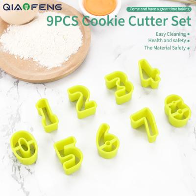 China Sustainable Kitchen Accessories Cookie Cutter Food Grade Cookie Cutter Set Of 9 Shaped Number Cookies Mold for sale