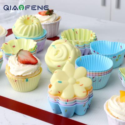 China 9pcs Disposable Silicone Cake Tool Bread Roll Cup Non-Stick BPA Free Different Shaped Mold for sale