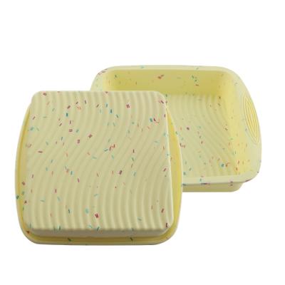 China New Viable Hot Selling Wave Pattern Tools Square Cake Silicone Mold Baking Pan With Handle Handle for sale