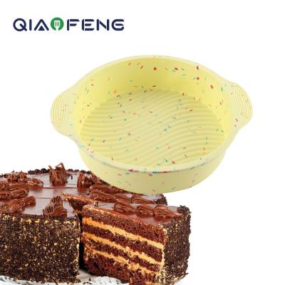 China Viable Reusable Silicone Round Cake Mold Baking Loaf Boxes With Handle Handle for sale