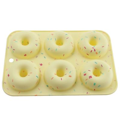 China Sustainable Factory Wholesale 6 Cavity Non-Stick Silicone Baking Molds Donut Mold for sale