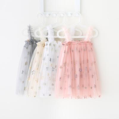 China Toddler Mesh Girls Gold Sequins Stars Summer Tulle Slip Breathable Kids Tutu Dress for sale