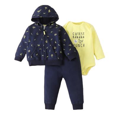 China Fashion 3pcs Breathable Infant Clothes Infant Romper Set Winter Clothes Infant Hoodie for sale