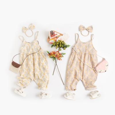 China Floral One-Piece Pure Cotton Longsleeve Baby Girl's Summer Wear Girl's Clothes Growing Clothes for sale