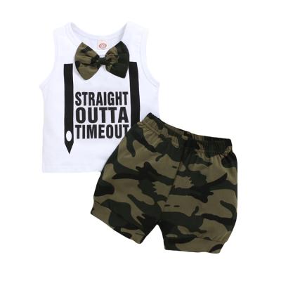 China 2020 Smart Casual Fashion 1 Year Old Boy Boy Dress Bow Camouflage Dress 2 Pcs Toddler Boys Outfits for sale